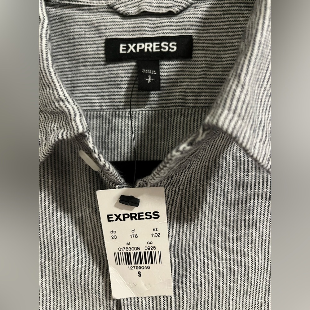EXPRESS Linen Cotton Blend Stripes Small Slim Fit